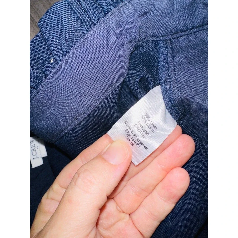 D4 J Crew Shorts Linen Navy‎ Blue Ruffle Size 6 Women's 3